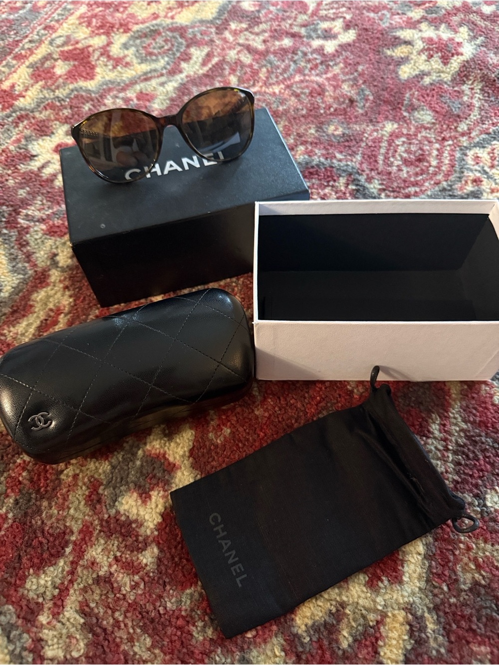 CHANEL Tortoiseshell Frame Sunglasses with Gradient Brown Lenses